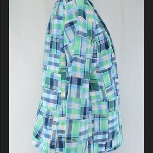 TALBOTS blue/green preppy patchwork jacket size 14.  New condition never worn,
